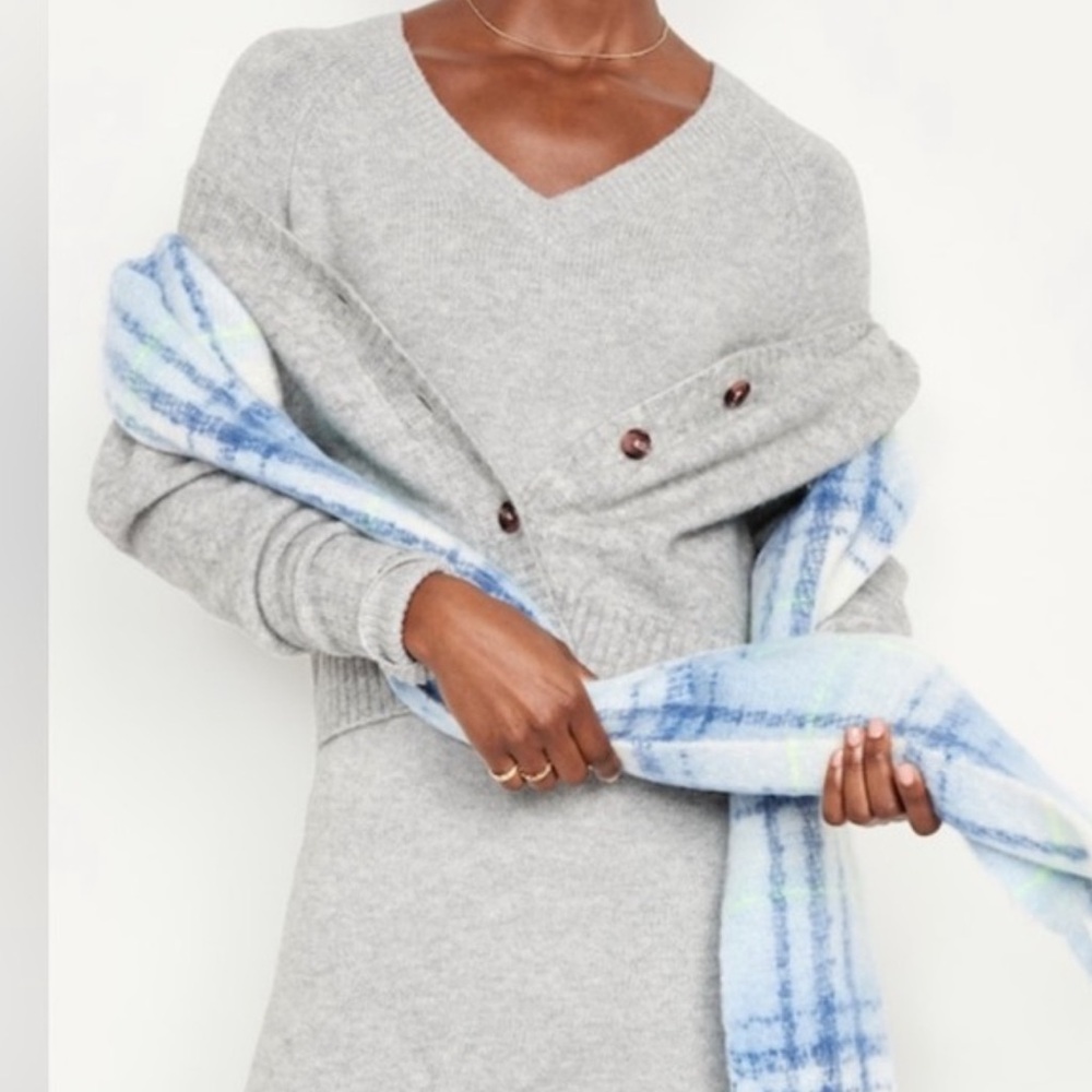 NWT OLD NAVY So Soft Sweater Dress Gray Plus Size V-Neck Size XXL BNIB - Picture 12 of 13